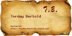 Torday Bertold névjegykártya